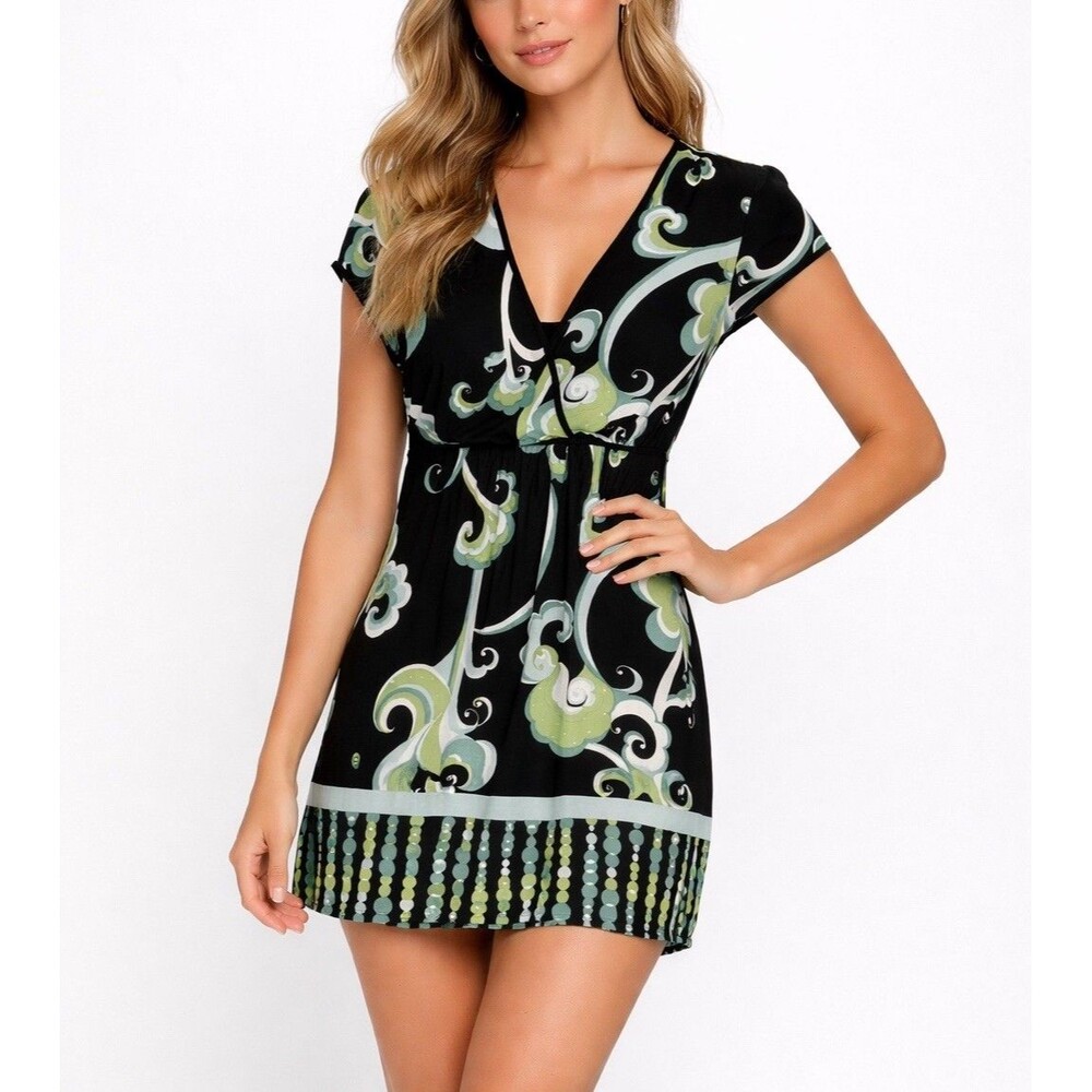 Notations Colorful Mini Dress Retro Geometric Size Large Y2k
